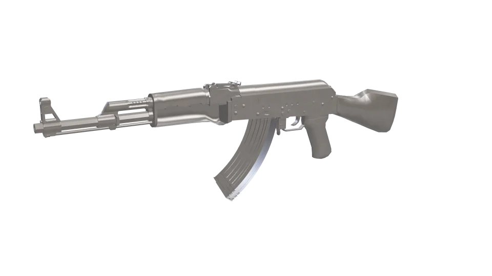 Platinum camo on an AK-47, front three-quarter view