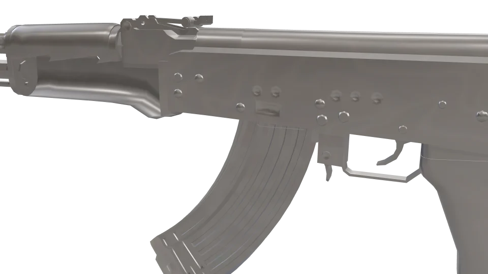 Platinum camo on an AK-47, close-up of the receiver and magazine