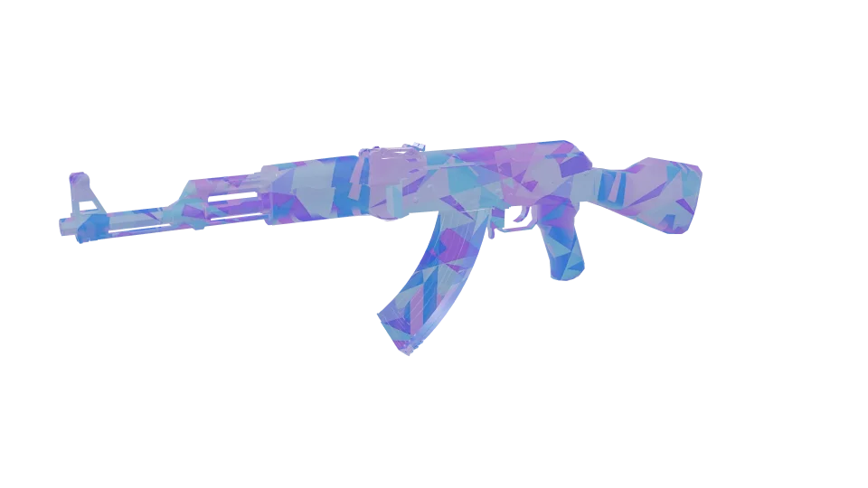Polyatomic Reforged camo on an AK-47, front three-quarter view