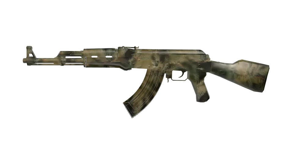 Ponderosa camo on an AK-47, side view
