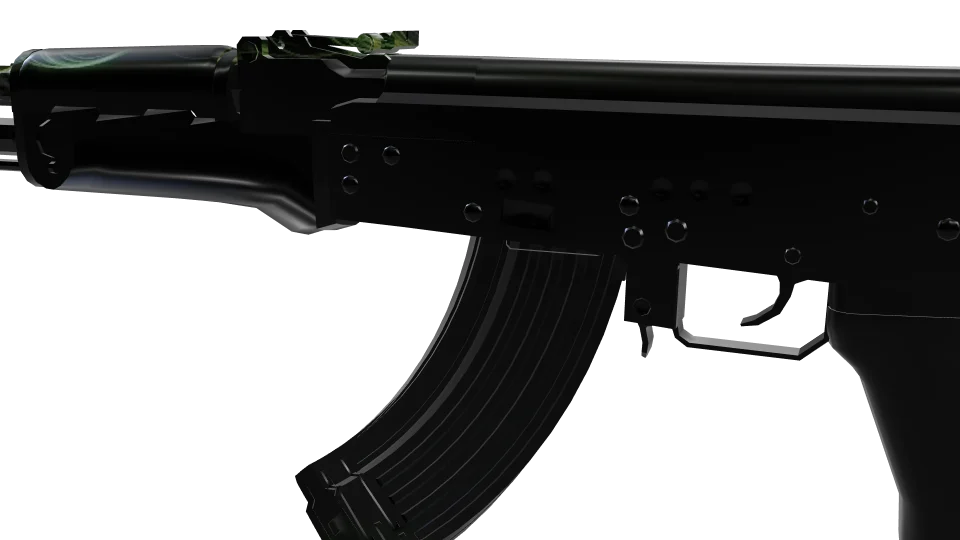 Prestige Master camo on an AK-47, close-up of the receiver and magazine