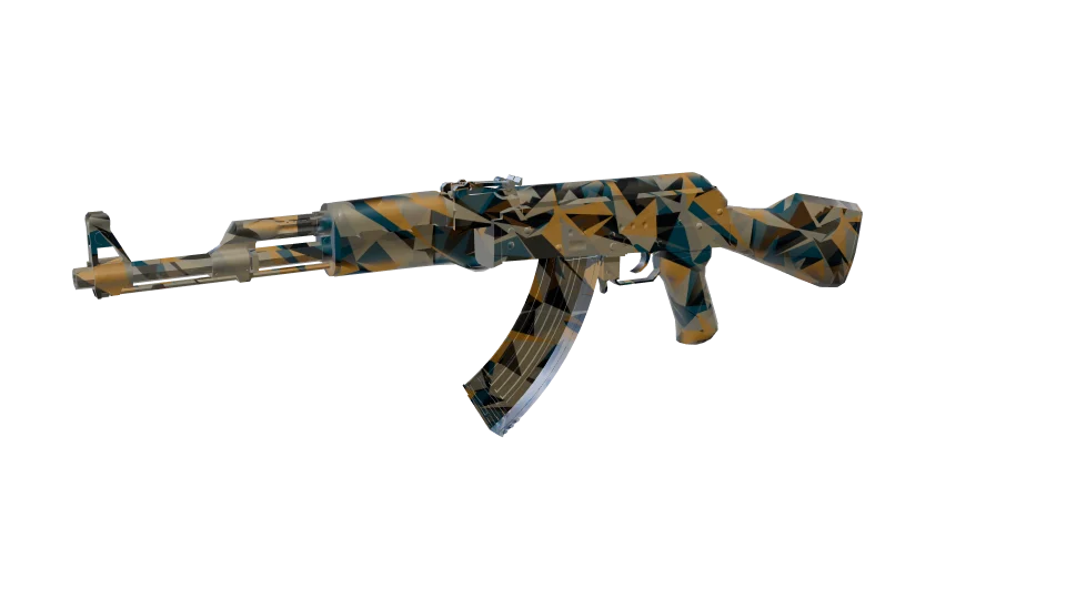 Raster Lite camo on an AK-47, front three-quarter view