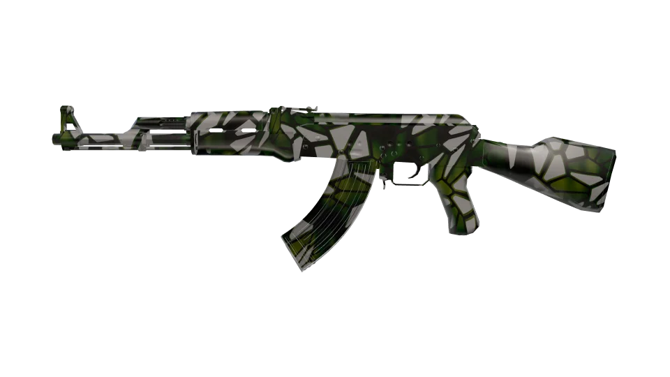Recursive camo on an AK-47, side view