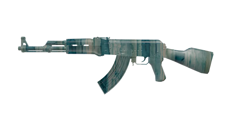 Reef Wash camo on an AK-47, side view