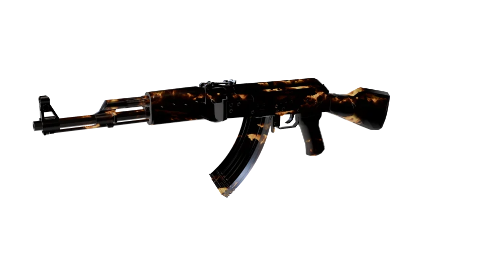 Ripple Tide camo on an AK-47, front three-quarter view