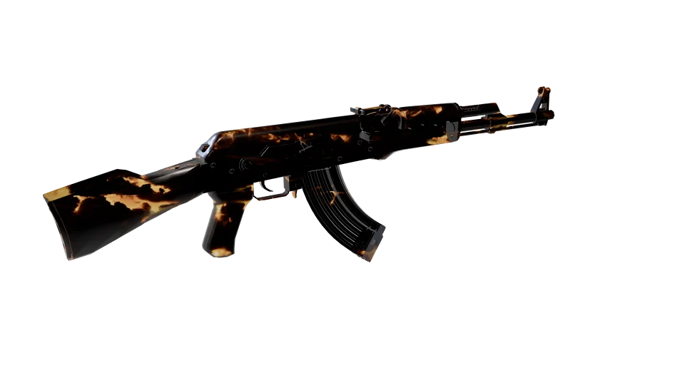 Ripple Tide camo on an AK-47, rear three-quarter view