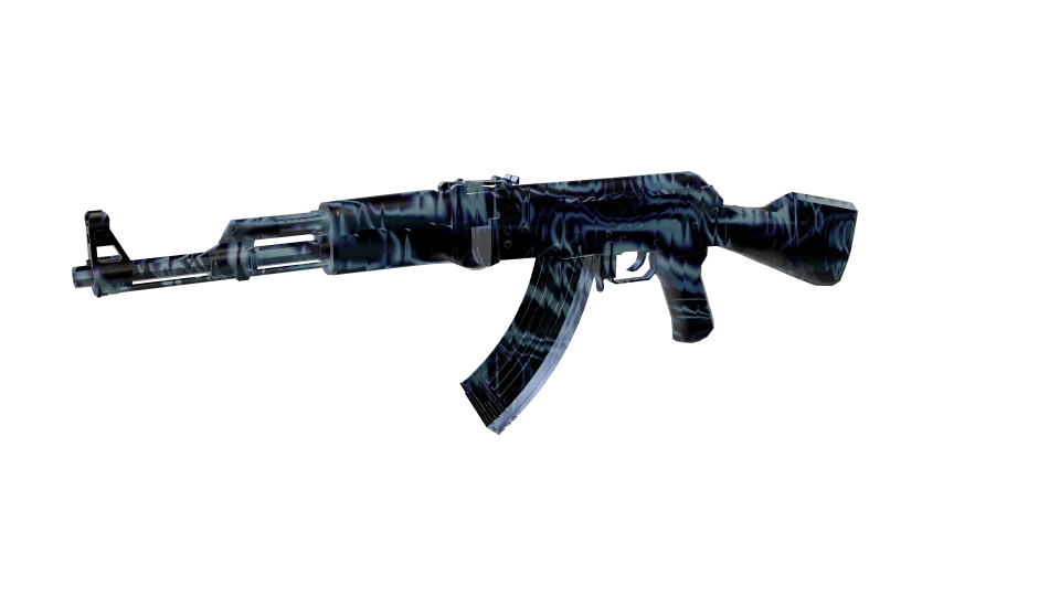 Ripplewave camo on an AK-47, front three-quarter view