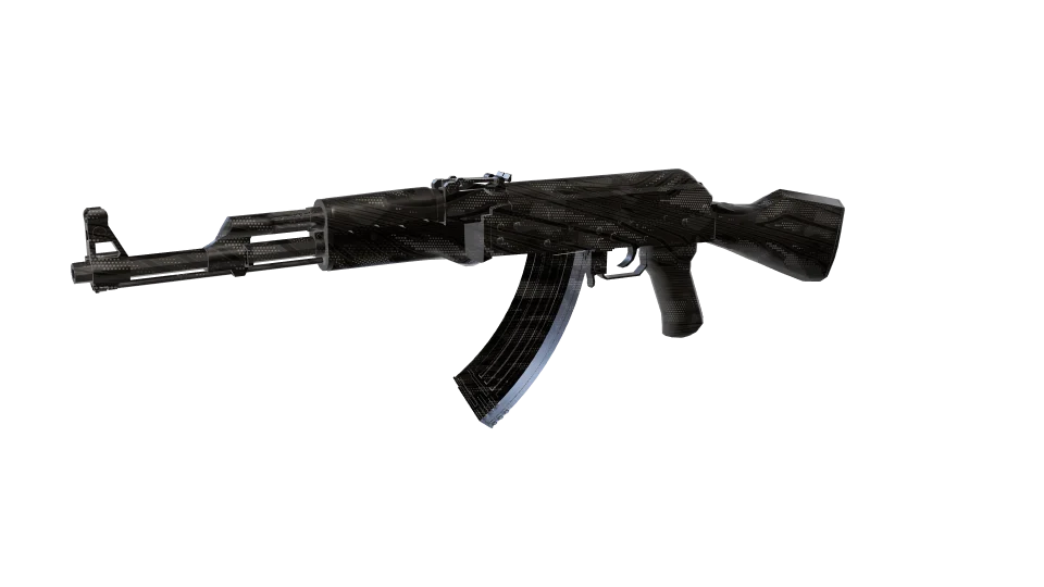 Smoke camo on an AK-47, front three-quarter view