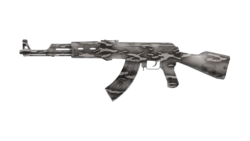 Smokescreen camo on an AK-47, side view