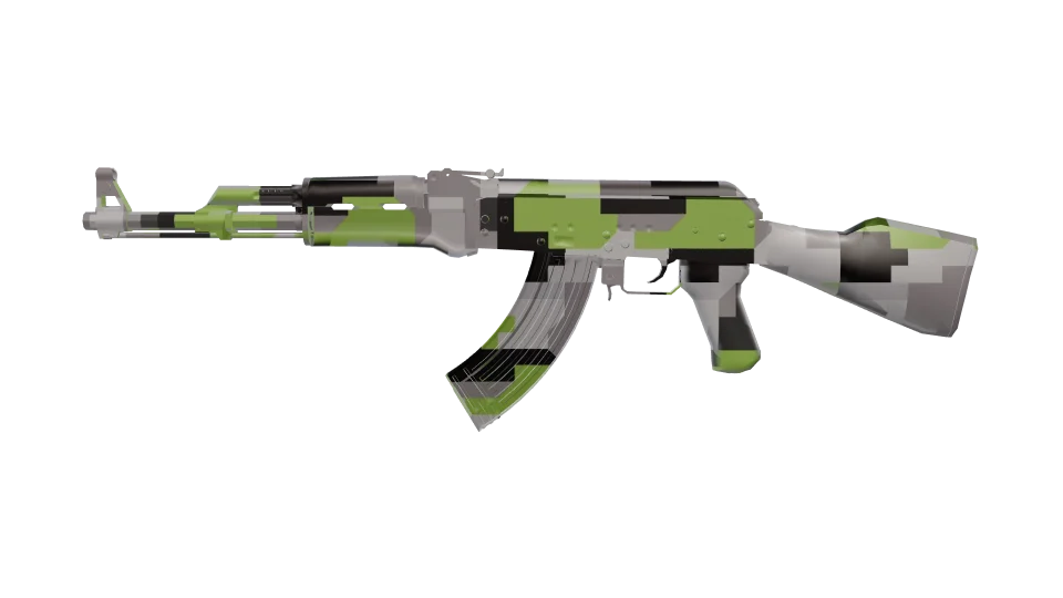 Stone Bits camo on an AK-47, side view