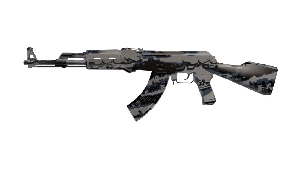Stormwave camo on an AK-47, side view