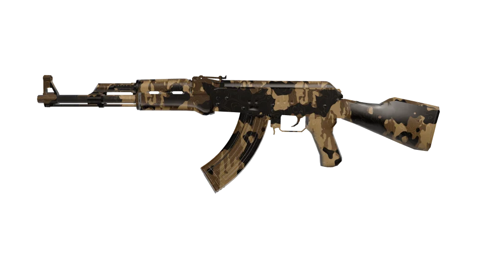 Struck Oil camo on an AK-47, side view