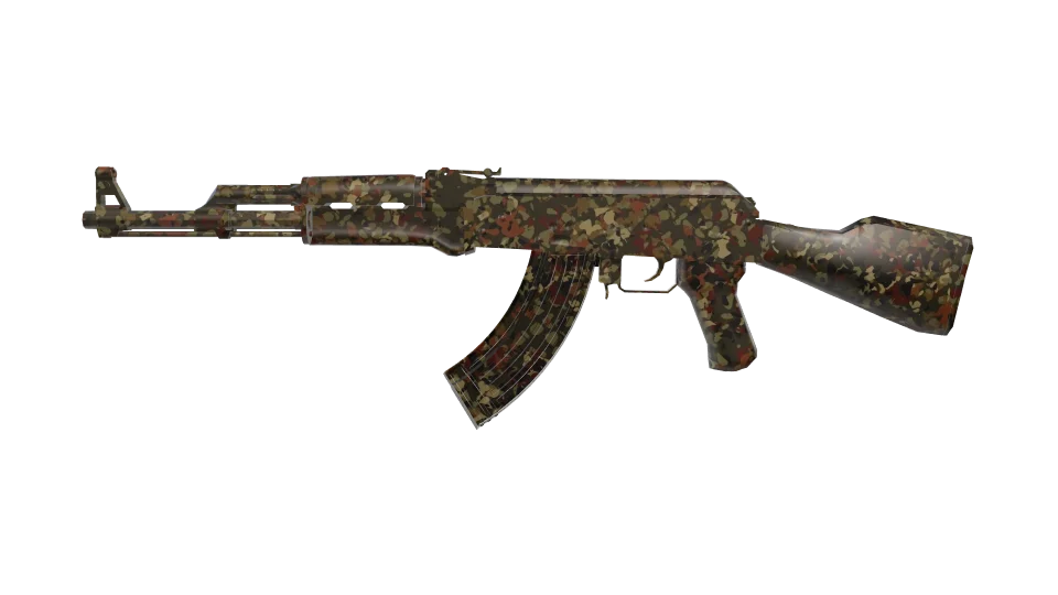 Thicket camo on an AK-47, side view