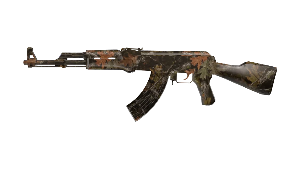 Treeline camo on an AK-47, side view
