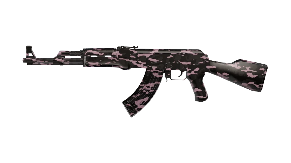 Urban Flamingo camo on an AK-47, side view