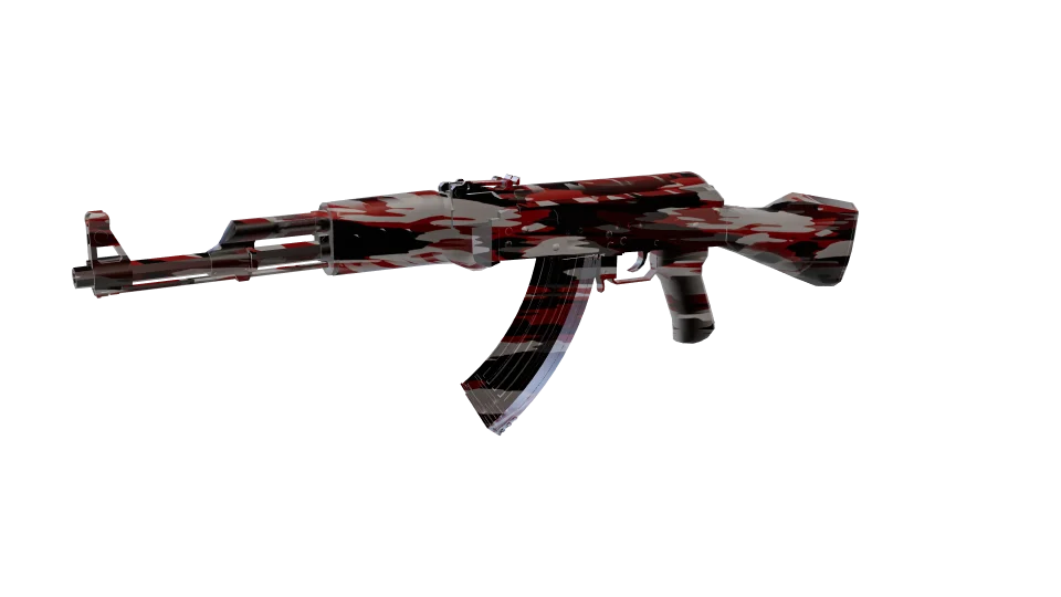 Urban Smoke camo on an AK-47, front three-quarter view