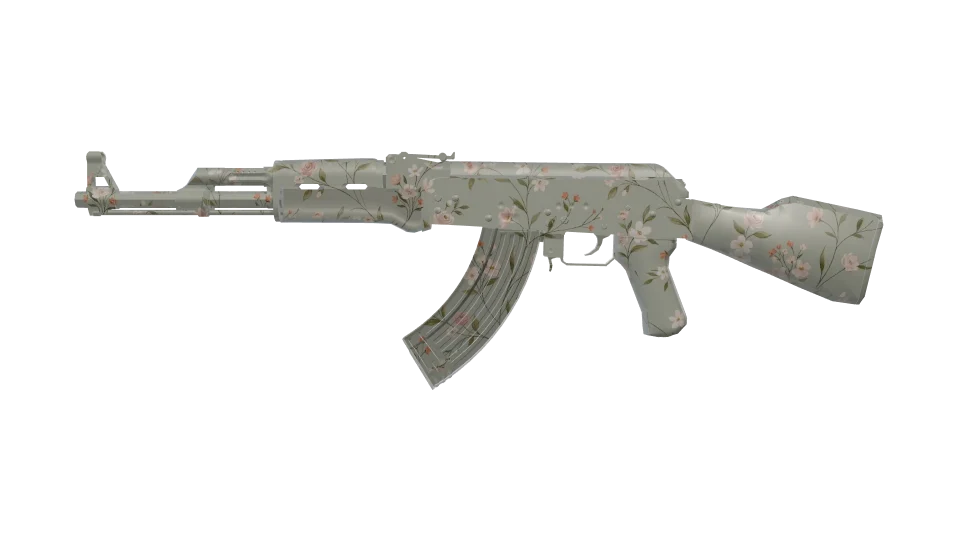 Wallpaper camo on an AK-47, side view