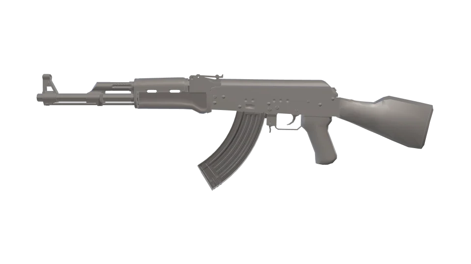 White camo on an AK-47, side view